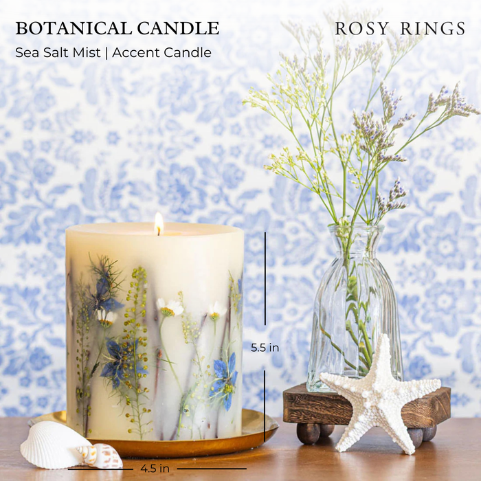 Sea Salt Mist Accent Botanical Candle, Single Piece, 4.5 x 5.5 Inch