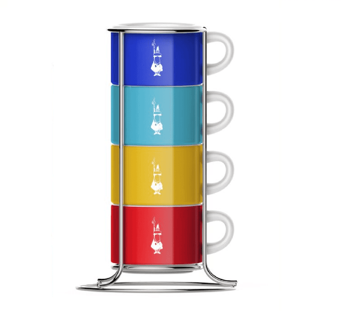 Set of 4 porcelain cappuccino cups - 150 ml by Bialetti - with storage device - Bialetti