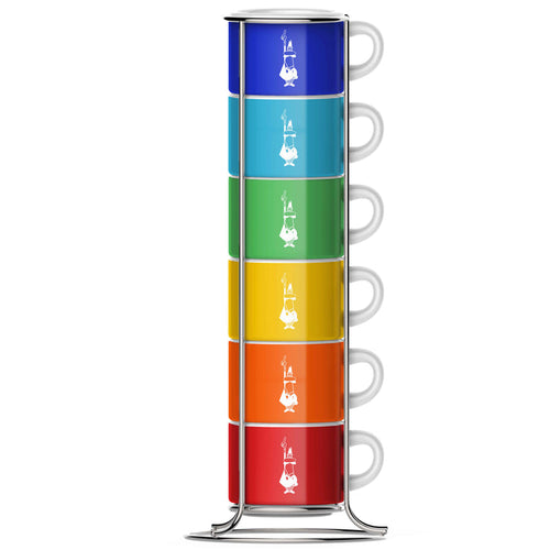 Set of 6 porcelain espresso cups - 50 ml by Bialetti - with storage device - Bialetti