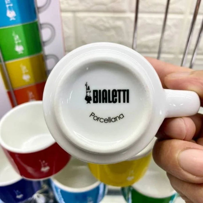Set of 6 porcelain espresso cups - 50 ml by Bialetti - with storage device - Bialetti