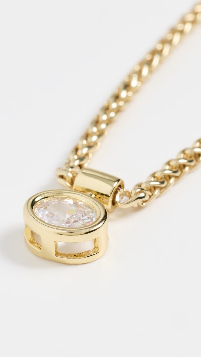 SHASHI Bezel Solitaire Olympia Necklace - Gold Vermeil Necklace, One Size
