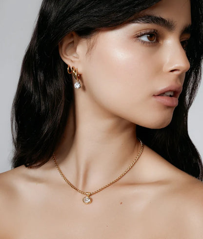 SHASHI Bezel Solitaire Olympia Necklace - Gold Vermeil Necklace, One Size
