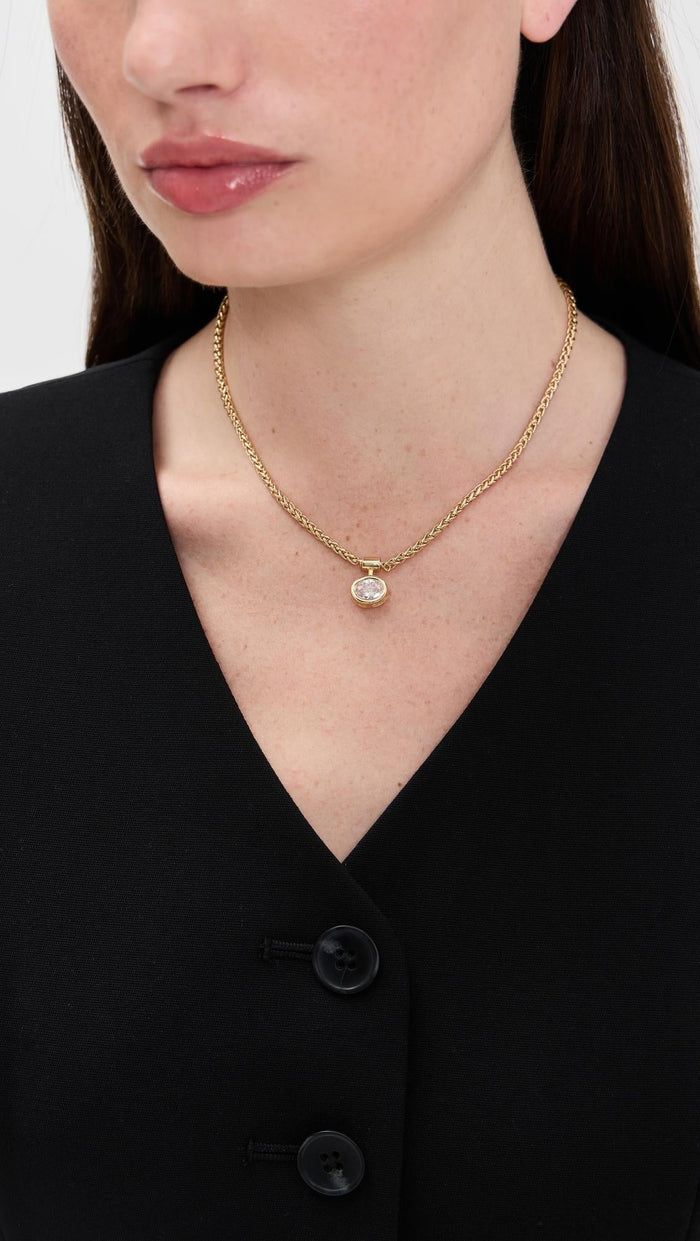 SHASHI Bezel Solitaire Olympia Necklace - Gold Vermeil Necklace, One Size