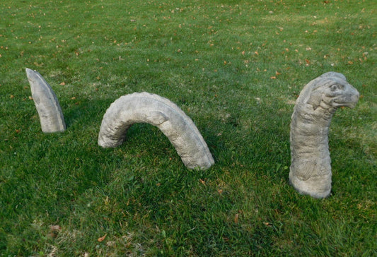 Three-Piece Concrete Serpent Statue