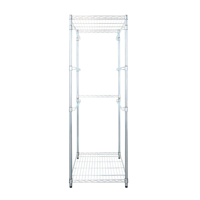 Empty silver bin rack.
