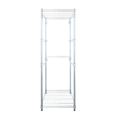 Empty silver bin rack.