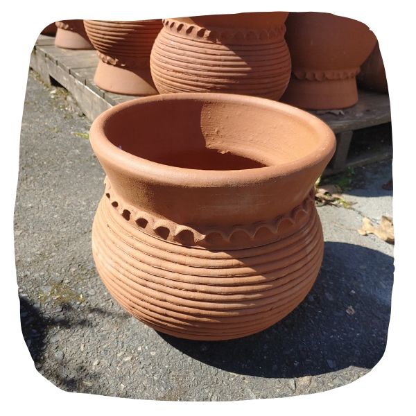 11" Artisan made Ball Pot, Terra Cotta