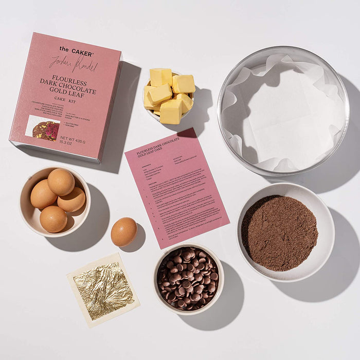 The Caker Flourless Dark Chocolate Gold Leaf Cake Kit