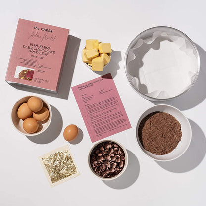 The Caker Flourless Dark Chocolate Gold Leaf Cake Kit