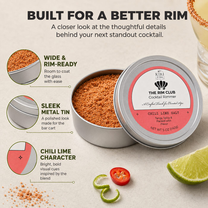The Rim Club Cocktail Rimmer, Chili Lime Cocktail Rimming Salt