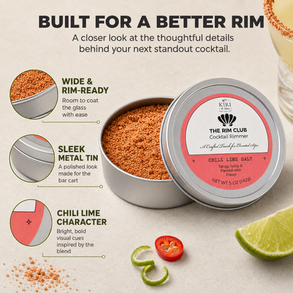 The Rim Club Cocktail Rimmer, Chili Lime Cocktail Rimming Salt
