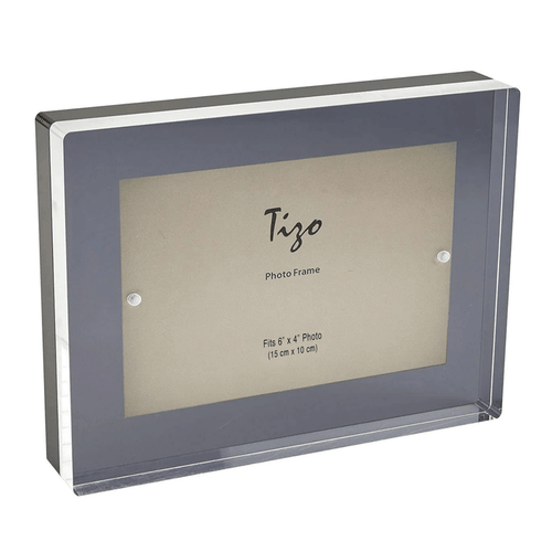 Tizo Design 4 x 6 Black Smoke Thick Lucite Block Acrylic Picture Frame
