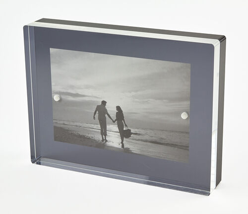 Tizo Design 4 x 6 Black Smoke Thick Lucite Block Acrylic Picture Frame