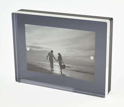Tizo Design 4 x 6 Black Smoke Thick Lucite Block Acrylic Picture Frame