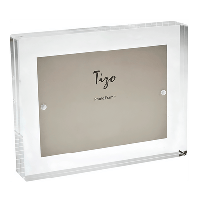 Tizo Design 4 x 6 Black Smoke Thick Lucite Block Acrylic Picture Frame