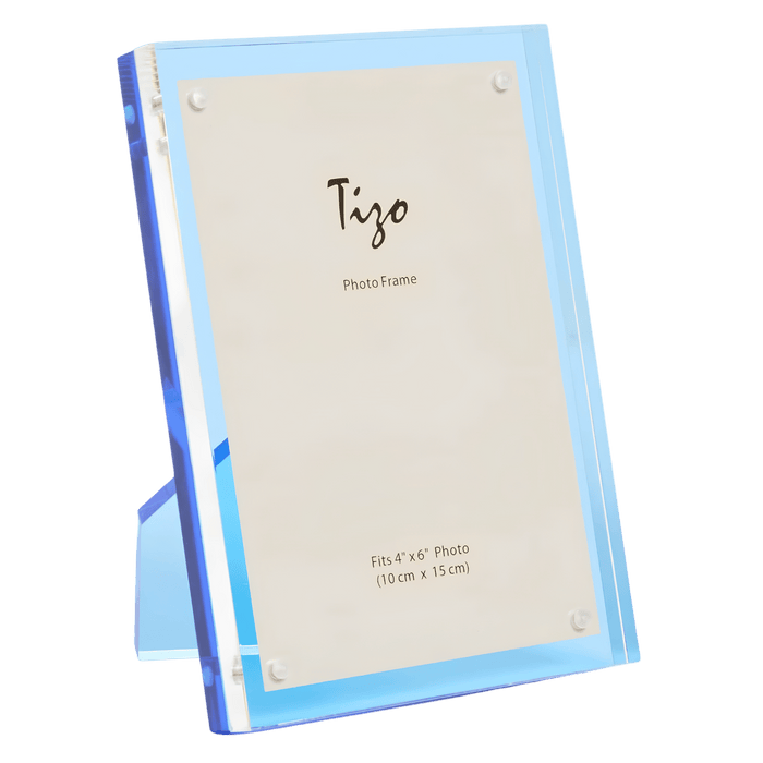 Tizo Design 4 x 6 Blue Back Lucite Acrylic Photo Frame