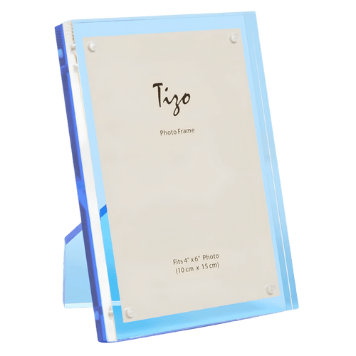 Tizo Design 4 x 6 Blue Back Lucite Acrylic Photo Frame