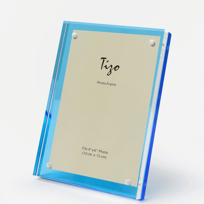 Tizo Design 4 x 6 Blue Back Lucite Acrylic Photo Frame