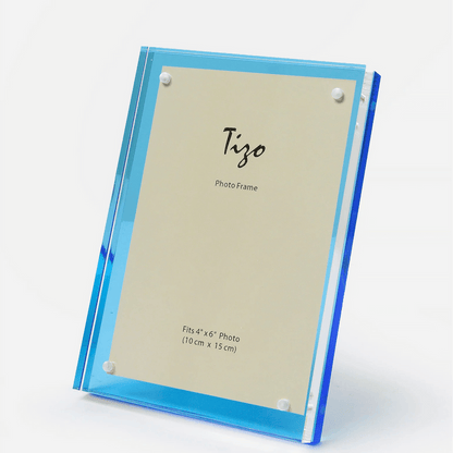 Tizo Design 4 x 6 Blue Back Lucite Acrylic Photo Frame