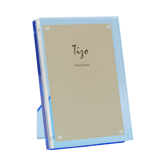 Tizo Design 4 x 6 Blue Back Lucite Acrylic Photo Frame