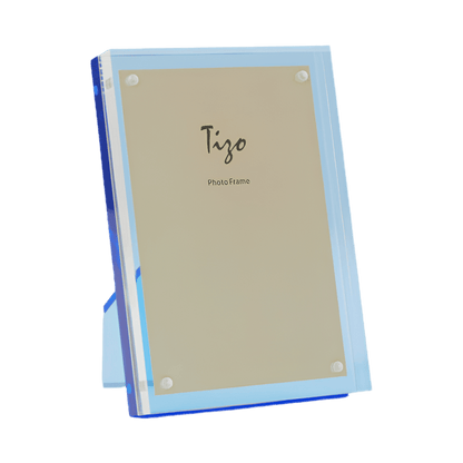 Tizo Design 4 x 6 Blue Back Lucite Acrylic Photo Frame