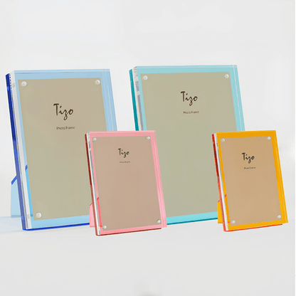Tizo Design 4 x 6 Blue Back Lucite Acrylic Photo Frame