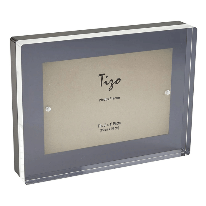 Tizo Design 5 x 7 Black Smoke Thick Lucite Block Acrylic Picture Frame