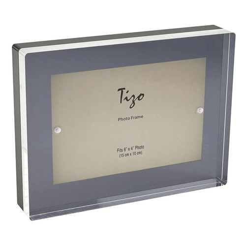 Tizo Design 5 x 7 Black Smoke Thick Lucite Block Acrylic Picture Frame