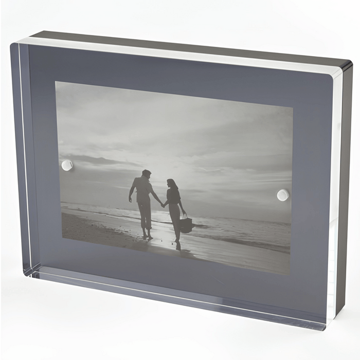 Tizo Design 5 x 7 Black Smoke Thick Lucite Block Acrylic Picture Frame