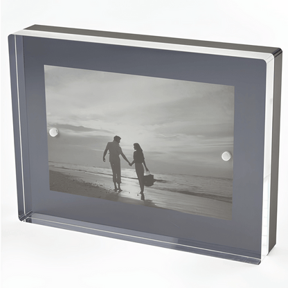 Tizo Design 5 x 7 Black Smoke Thick Lucite Block Acrylic Picture Frame
