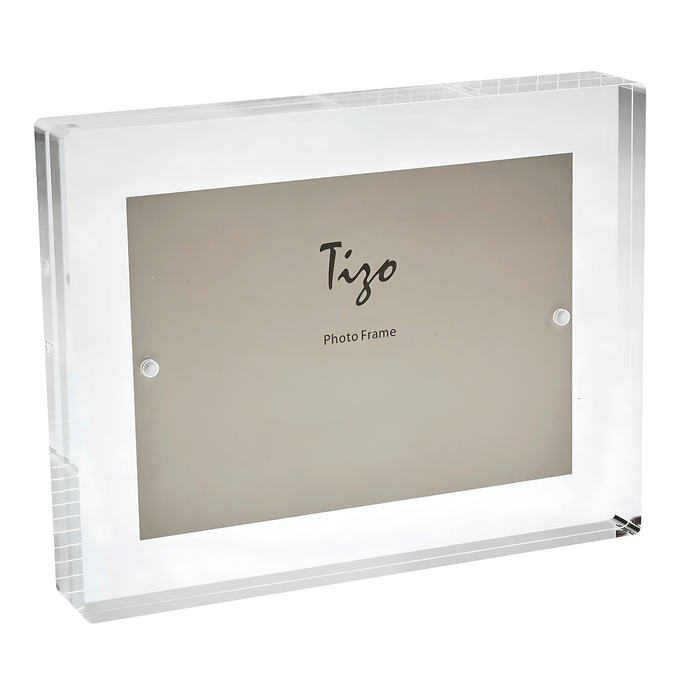 Tizo Design 5 x 7 Black Smoke Thick Lucite Block Acrylic Picture Frame