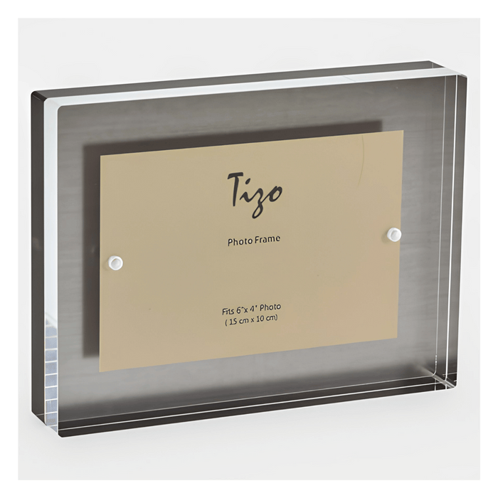 Tizo Design 5 x 7 Black Smoke Thick Lucite Block Acrylic Picture Frame