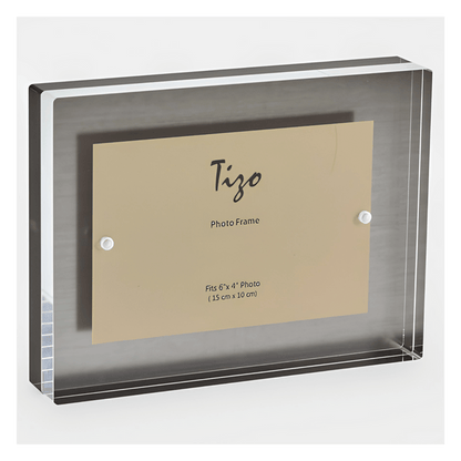 Tizo Design 5 x 7 Black Smoke Thick Lucite Block Acrylic Picture Frame