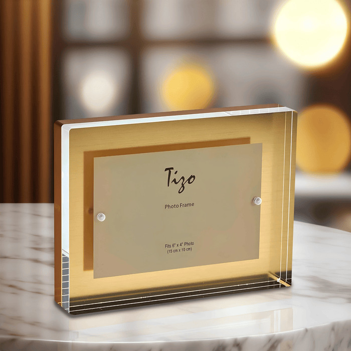 Tizo Design 5 x 7 Black Smoke Thick Lucite Block Acrylic Picture Frame