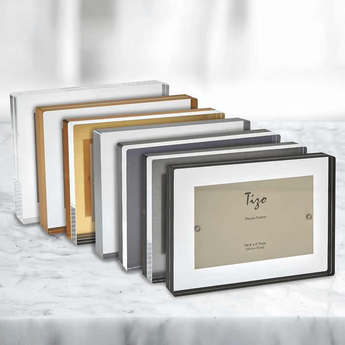 Tizo Design 5 x 7 Black Smoke Thick Lucite Block Acrylic Picture Frame