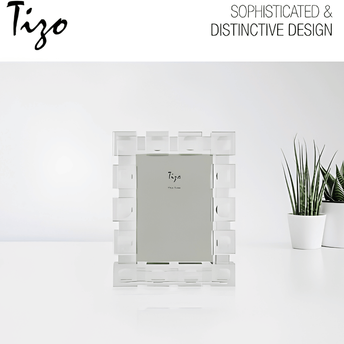 Tizo Design 5 x 7 Clear Crystal Glass Cube Picture Frame