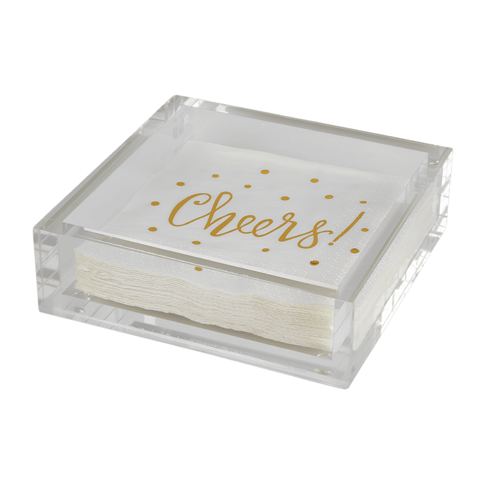 Tizo Design 6 x 6 Lucite Acrylic Cocktail Napkin Tray – Clear
