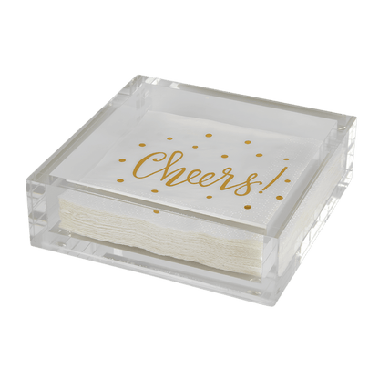 Tizo Design 6 x 6 Lucite Acrylic Cocktail Napkin Tray – Clear
