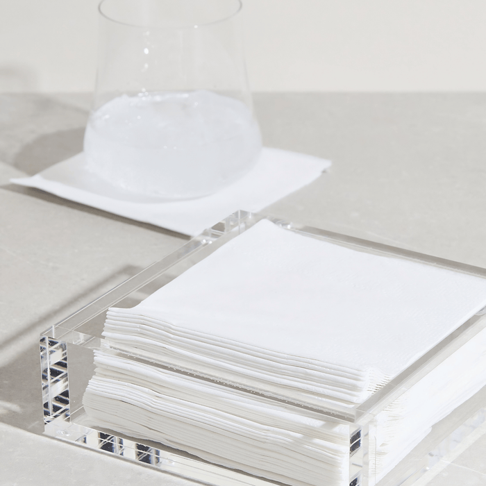 Tizo Design 6 x 6 Lucite Acrylic Cocktail Napkin Tray – Clear