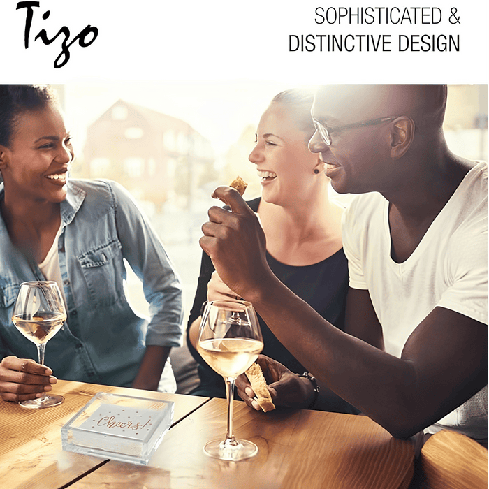 Tizo Design 6 x 6 Lucite Acrylic Cocktail Napkin Tray – Clear