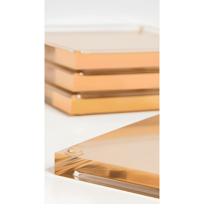 Tizo Design Gold Acrylic Coasters, Set of 4 - Lucite Square Coasters
