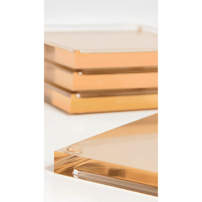 Tizo Design Gold Acrylic Coasters, Set of 4 - Lucite Square Coasters