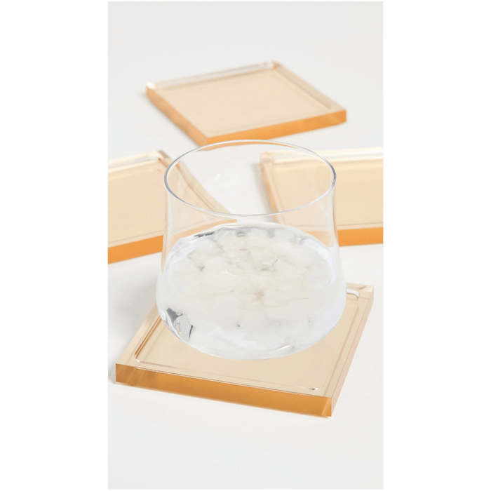 Tizo Design Gold Acrylic Coasters, Set of 4 - Lucite Square Coasters