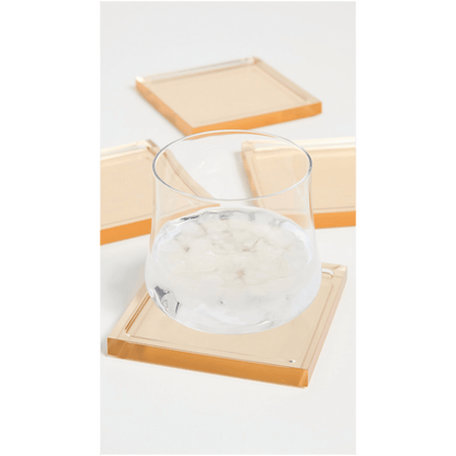 Tizo Design Gold Acrylic Coasters, Set of 4 - Lucite Square Coasters