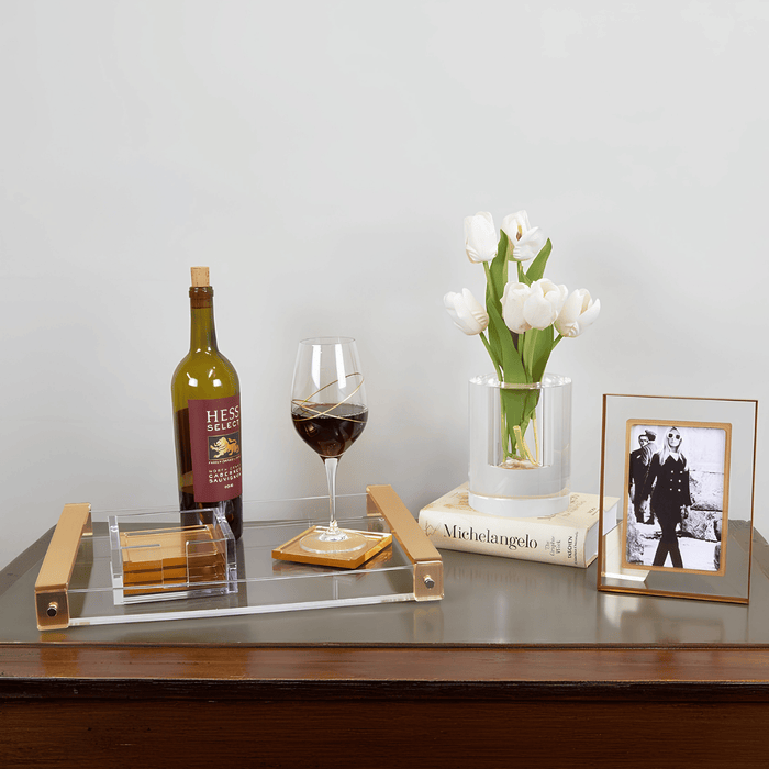 Tizo Design Gold Acrylic Coasters, Set of 4 - Lucite Square Coasters