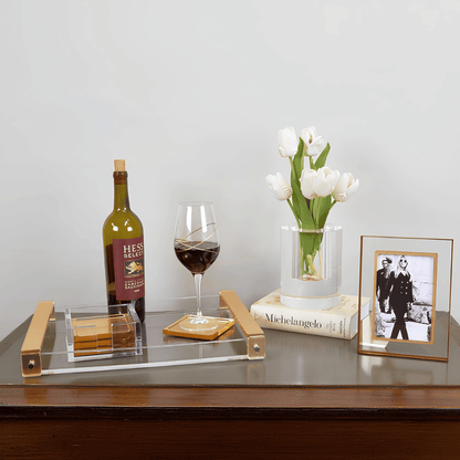 Tizo Design Gold Acrylic Coasters, Set of 4 - Lucite Square Coasters