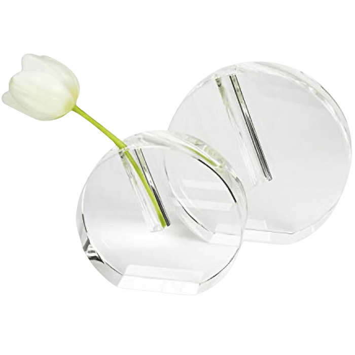 Tizo Design Large Clear Crystal Glass Bud Vase - Round Flat