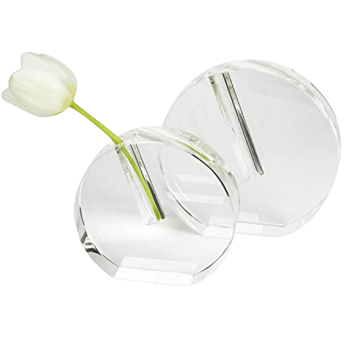 Tizo Design Large Clear Crystal Glass Bud Vase - Round Flat