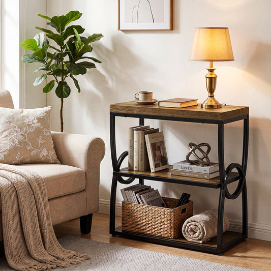 Tribesigns 23.6-Inch Narrow Side Table with 3-Tier Storage, Slim Bedside Table for Small Spaces