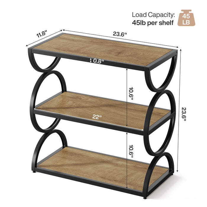 Tribesigns 23.6-Inch Nightstand with 3-Tier Storage Shelves and Circular Frame, Industrial Bedside Table for Bedroom and Small Spaces